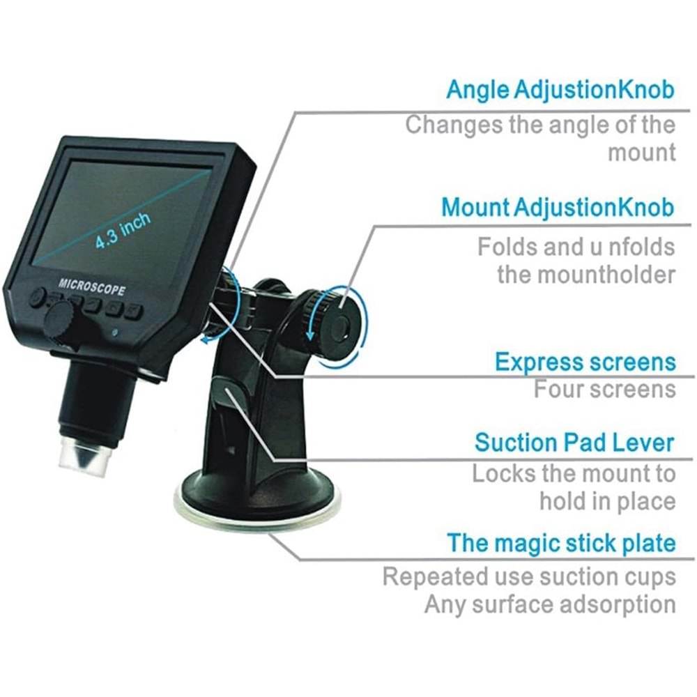 MAHTEX 1-600X 1080P 4.3 İNC EKRAN 3.6MP KAMERALI MİKROSKOP