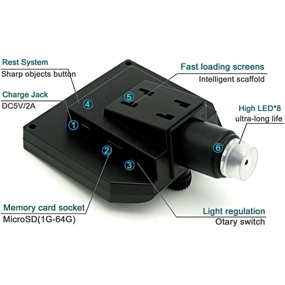 MAHTEX 1-600X 1080P 4.3 İNC EKRAN 3.6MP KAMERALI MİKROSKOP