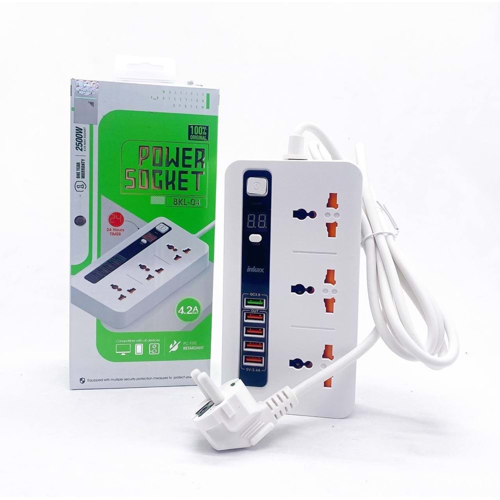 BKL-04 USB VE PRİZ ÇOKLU ŞARJ QC3.0