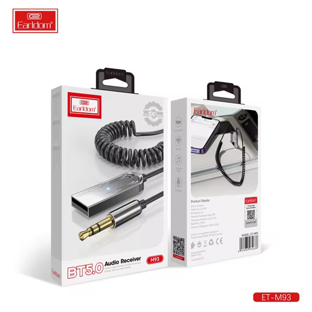 EARLDOM M93 TAK ÇALIŞTIR BT 5.0 USB TO 3.5MM AUX KABLOSU