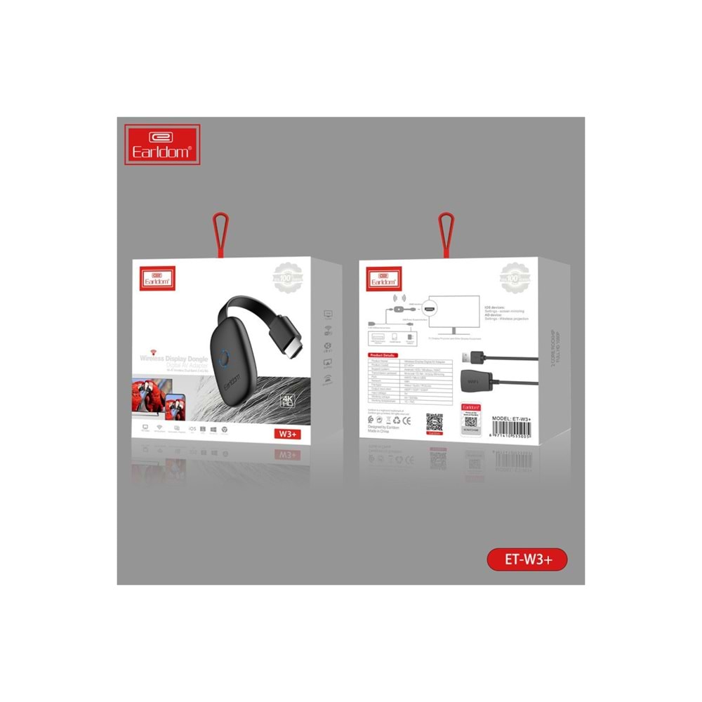 EARLDOM W3+ 4K KABLOSUZ GÖRÜNTÜ VE SES AKTARICI HDMI