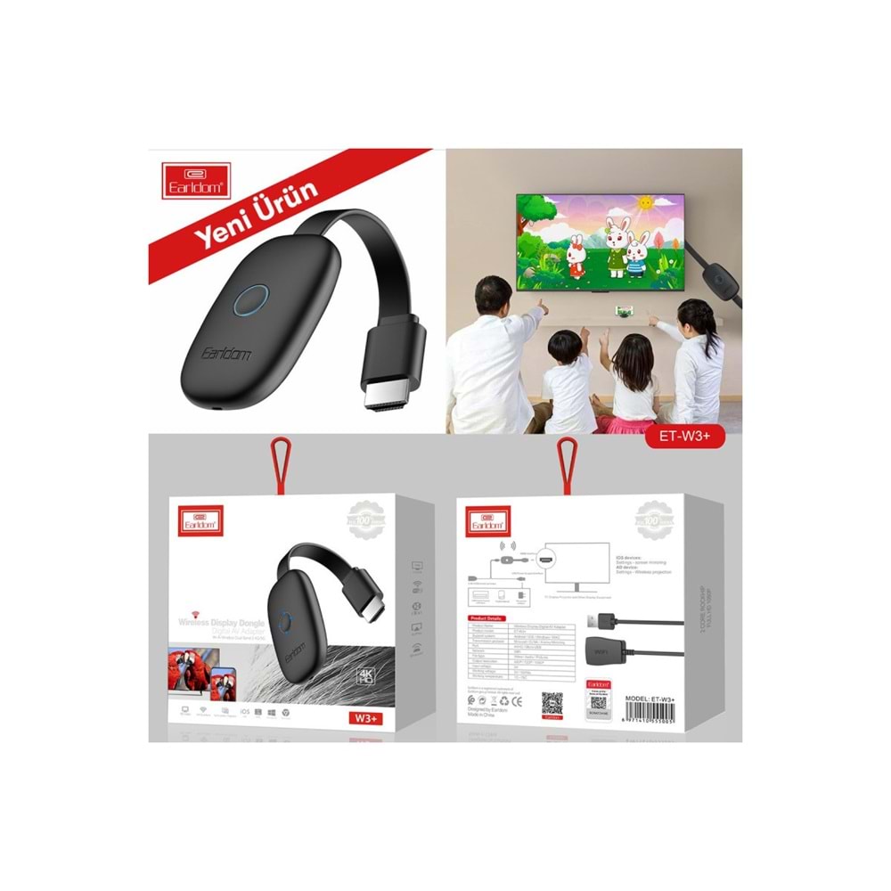 EARLDOM W3+ 4K KABLOSUZ GÖRÜNTÜ VE SES AKTARICI HDMI