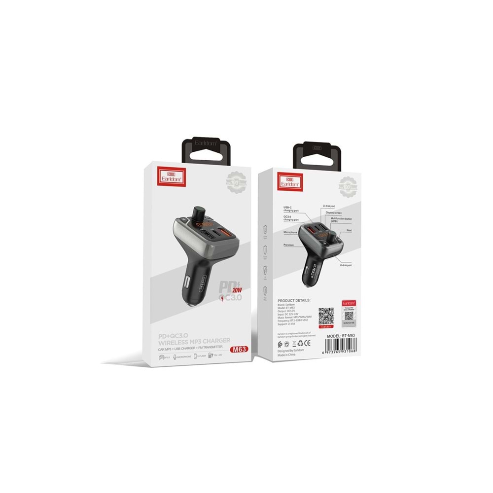 EARLDOM M63 20W BT 5.0 FM TRANSMİTTER