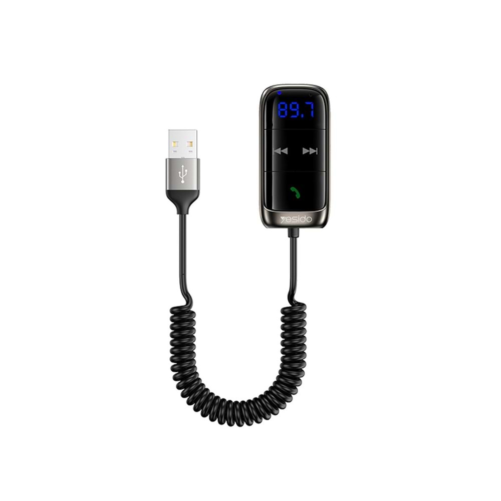YESİDO YAU32 YAYLI USB KABLO ÇIKIŞLI BT 5.0 FM TRANSMİTTER
