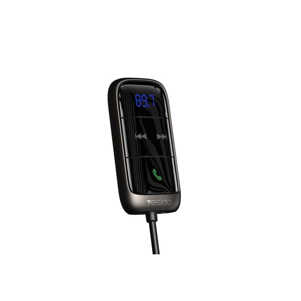 YESİDO YAU32 YAYLI USB KABLO ÇIKIŞLI BT 5.0 FM TRANSMİTTER