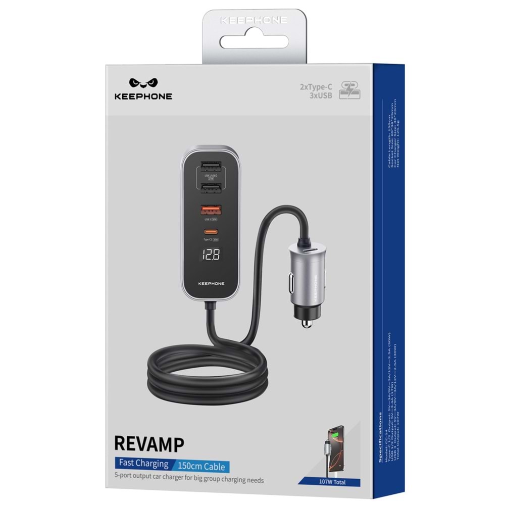 KEEPHONE REVAMP CC14 30W USB + PD HIZLI ARAÇ ŞARJI