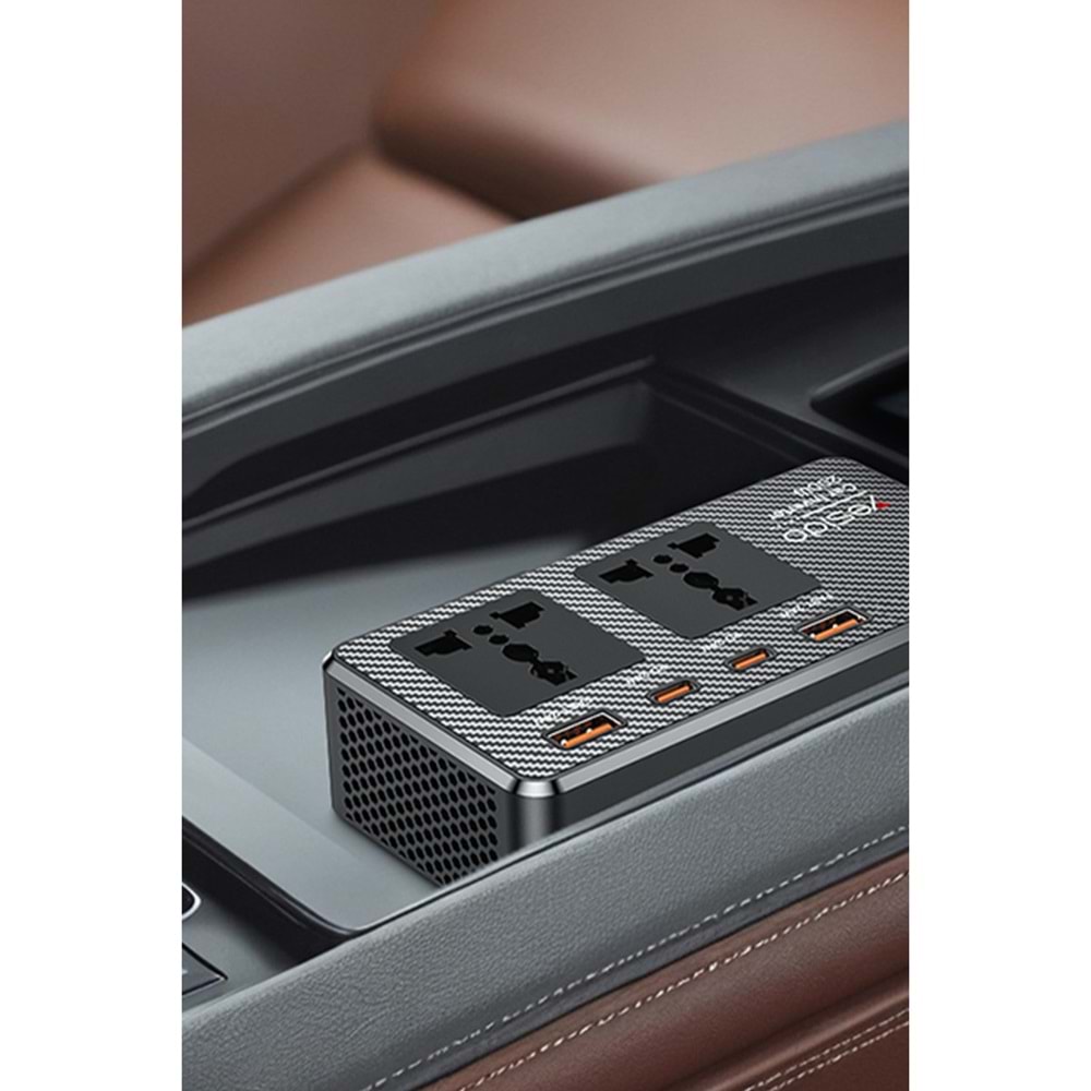 YESİDO VC07 200W AC 220V ÇIKIŞLI PD DESTEKLİ ARAÇ İÇİ GÜÇ DÖNÜŞTÜRÜCÜ