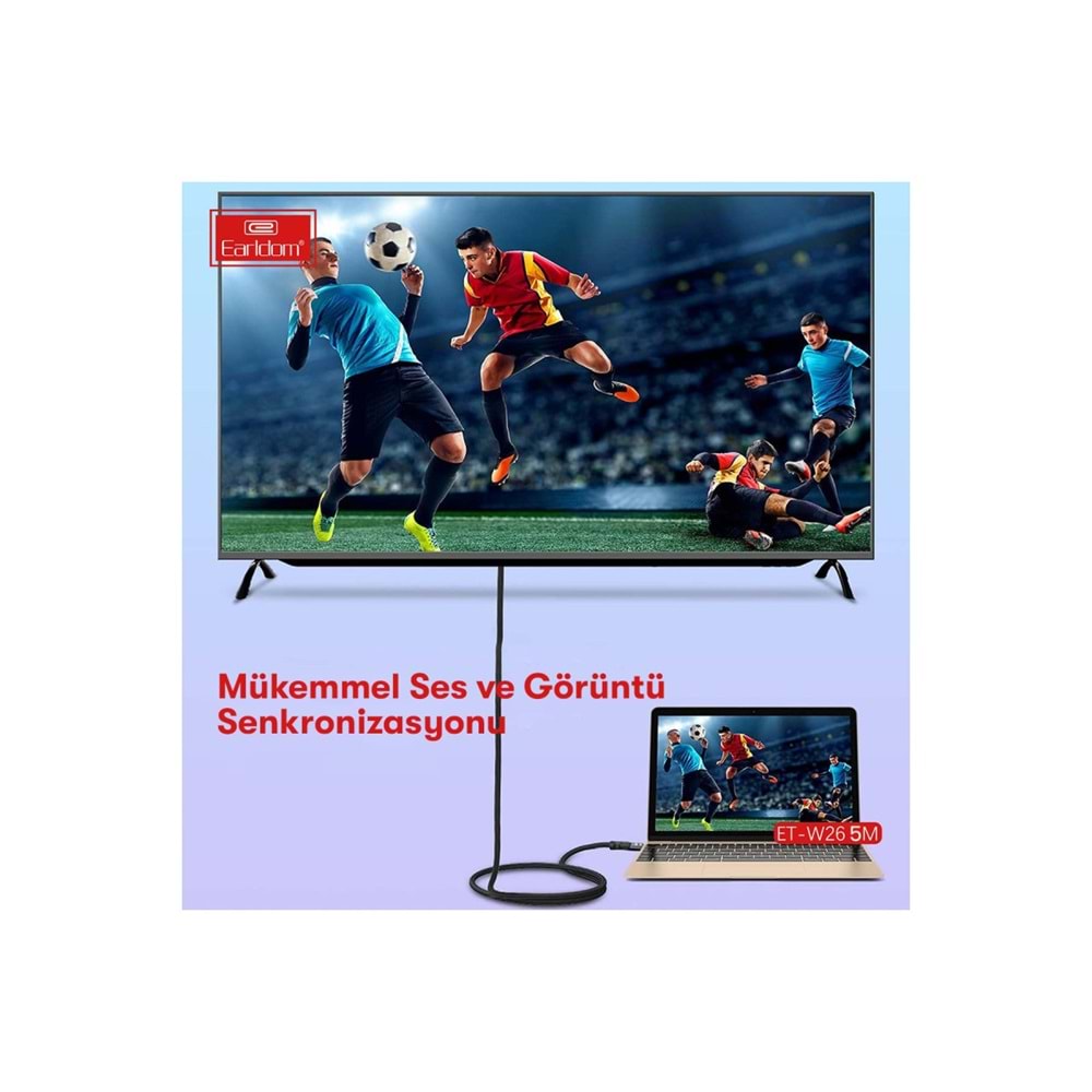 EARLDOM W26 5M 4K ALTIN UÇLU HASIR HDMI KABLO