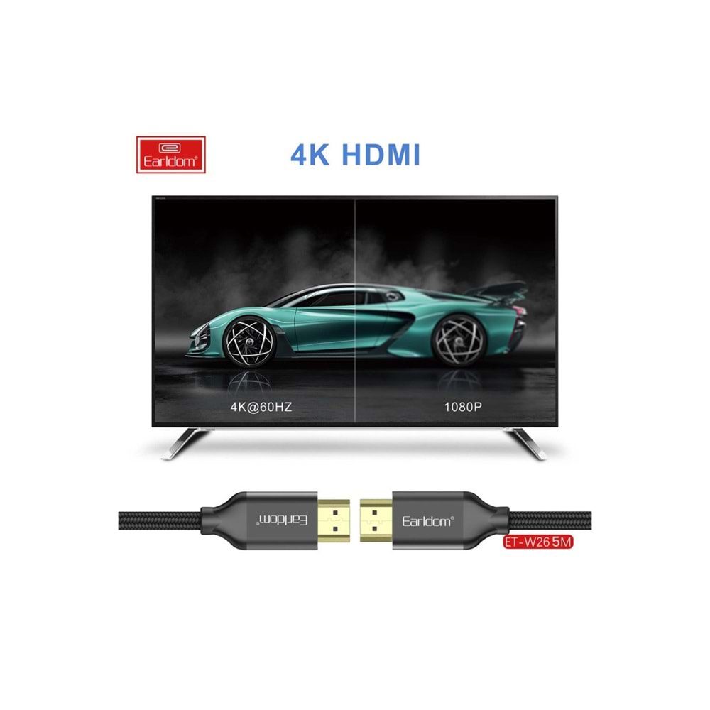 EARLDOM W26 5M 4K ALTIN UÇLU HASIR HDMI KABLO