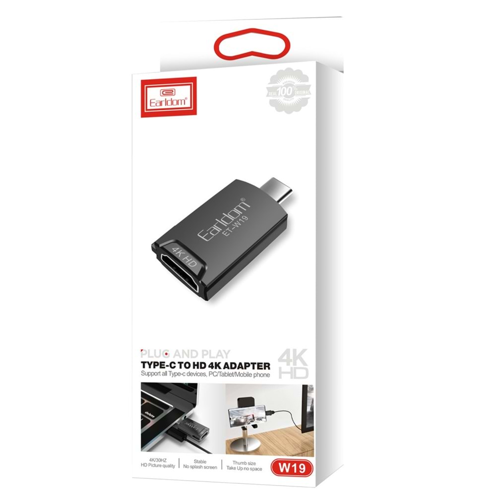 EARLDOM W19 4K TAK ÇALIŞTIR TYPE-C TO HDMI DÖNÜŞTÜRÜCÜ