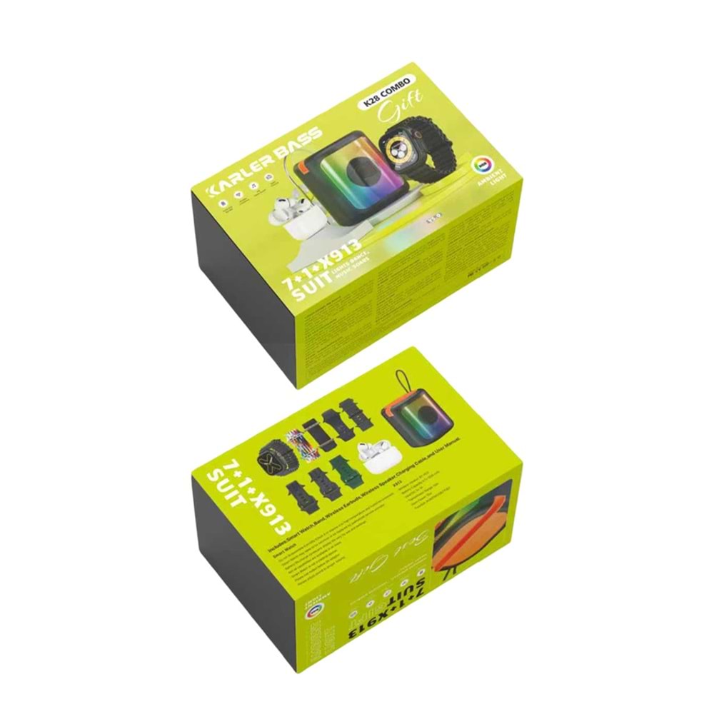 KARLER BASS K28 KOMBO AKILLI SAAT + KABLOSUZ KULAKLIK + HOPARLÖR