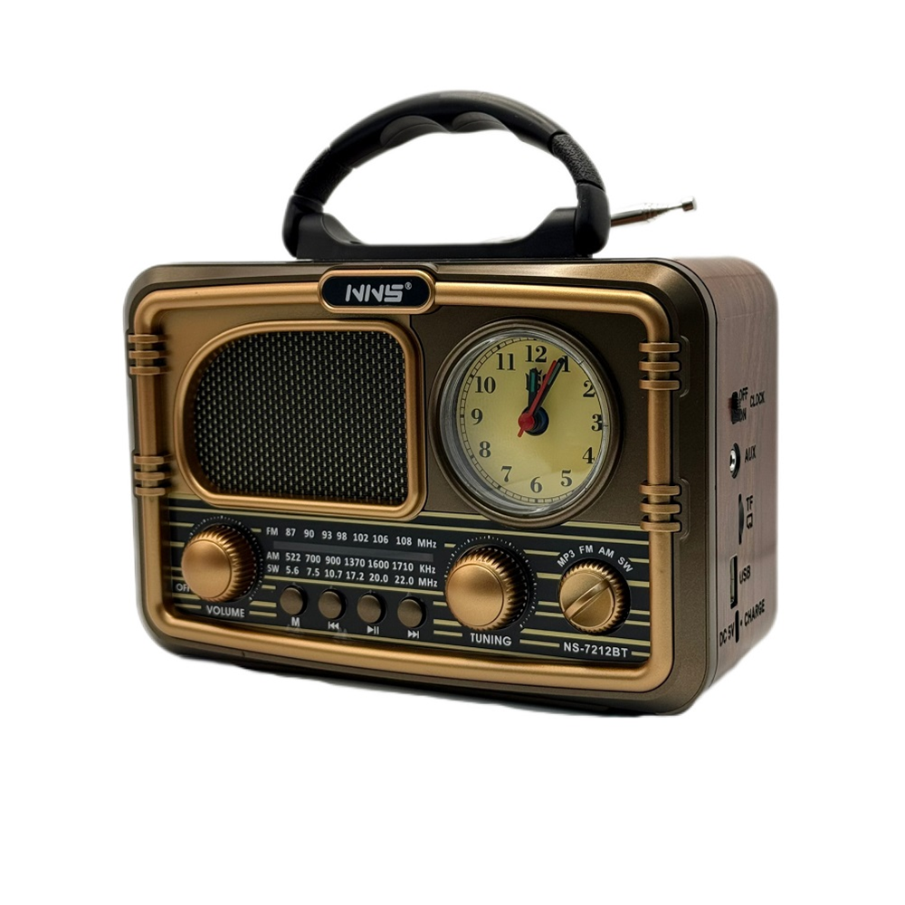 NNS NS-7212BT USB/SD/AM/FM BLUETOOTH ANALOG SAATLİ NOSTALJİK RADYO 1200MAH