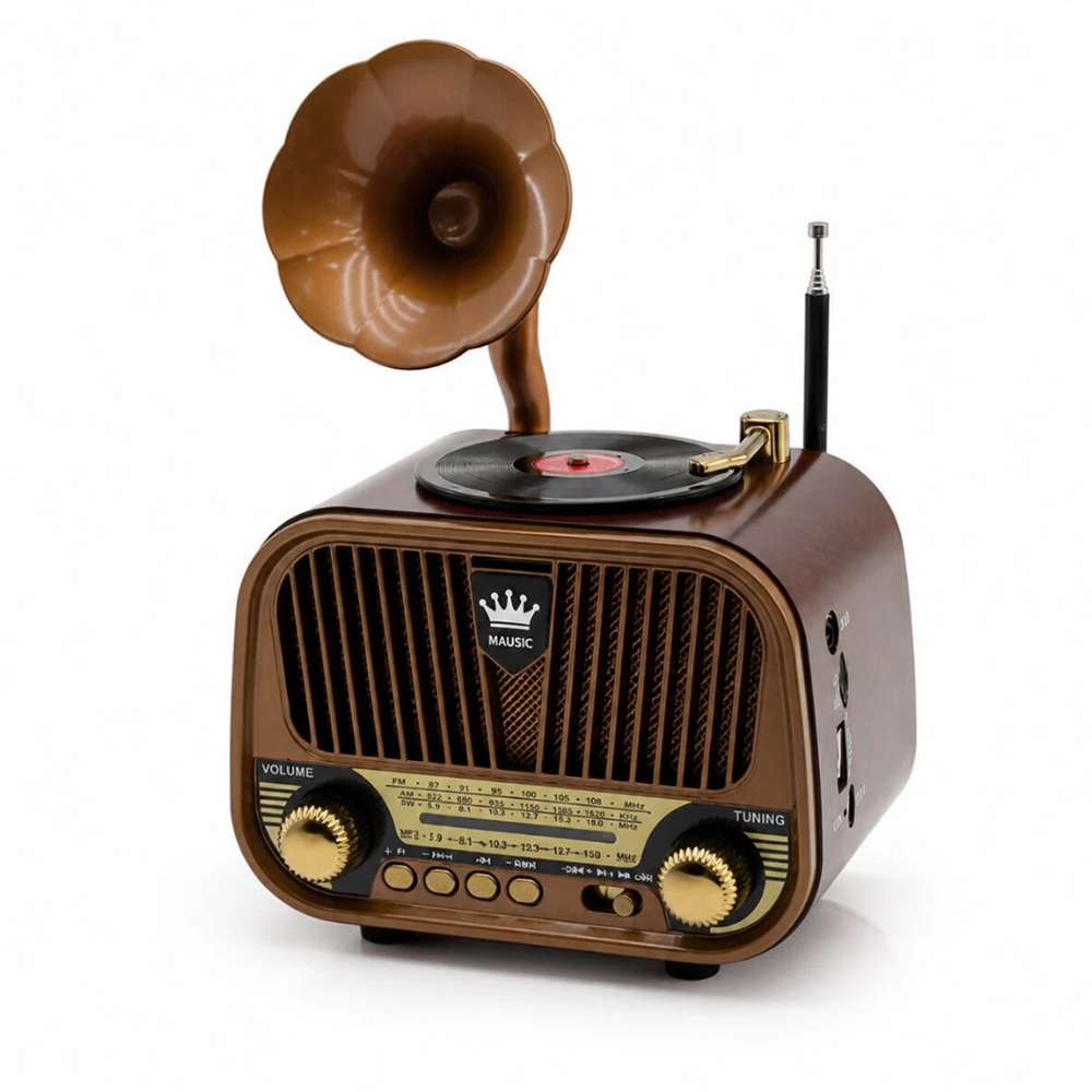 MEİER MD-1319BT USB/SD/AM/FM BLUETOOTH GRAMAFON GÖRÜNÜMLÜ RETRO NOSTALJİK RADYO