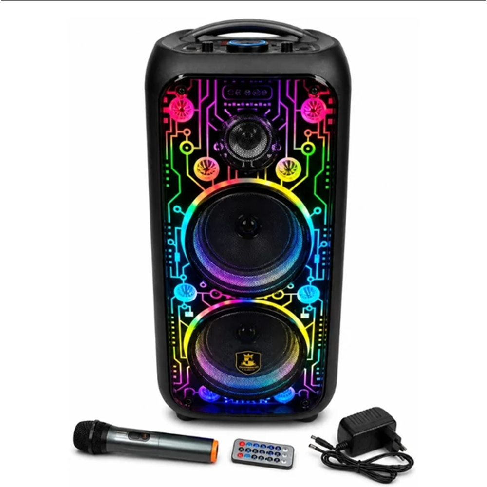 ACVROWNS CH-6630 6.5 İNCH X2 12000W RGB AYDINLATMA TEK KABLOSUZ KARAOKE MİKROFONLU BT HOPARLÖR