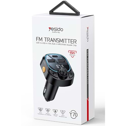 YESİDO Y70 15W RGB BT 5.3 FM TRANSMİTTER