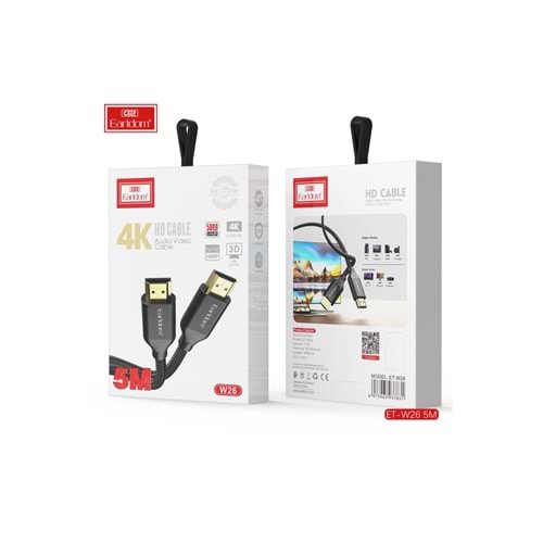 EARLDOM W26 5M 4K ALTIN UÇLU HASIR HDMI KABLO