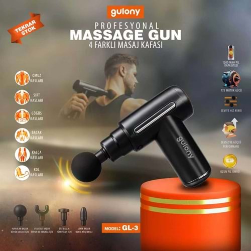 GULONY GL-3 3 MOD HIZ AYARLI 4 FARKLI BAŞLIKLI MASAJ ALETİ
