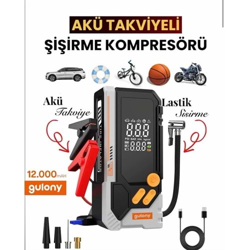 GULONY CZK-EH01 100W 12000MAH AKÜ TAKVİYE + LASTİK ŞİŞİRME POWER BANK