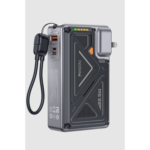 YESİDO MH103 20000MAH 22.5W PD HIZLI ŞARJ 15W KABLOSUZ ŞARJ DESTEKLİ PRİZ UÇLU POWER BANK