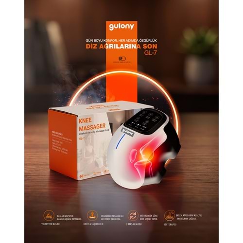 GULONY GL-7 10W 30000MAH TİTREŞİMLİ ISITMA ÖZELLİKLİ DİZ MASAJ ALETİ