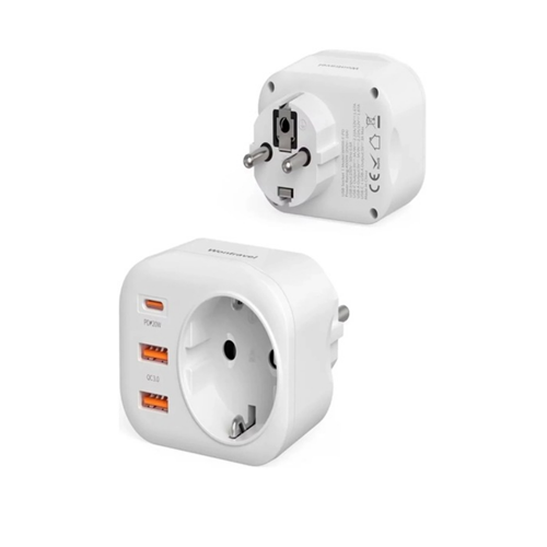 PROTECH PRO-OS04 10A POWER MAX 2500W MAX 2 ADET QC3.0 USB PORT 1 ADET PD 20W PRİZ ÇOĞALTICI